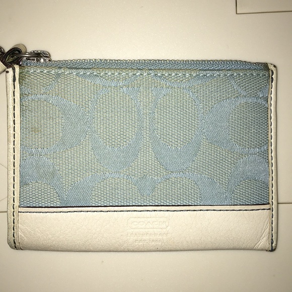 Coach Signature Jacquard Leather Card Coin Wallet - Picture 2 of 4